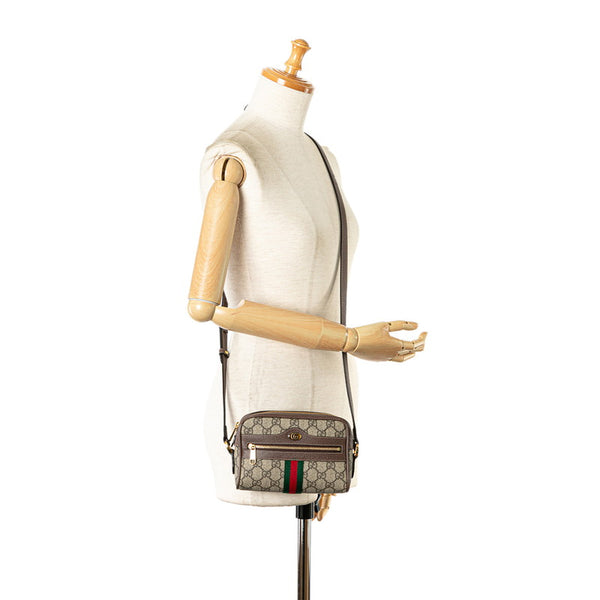 グッチ GGスプリーム シェリーライン オフィディア ショルダーバッグ 517350 ベージュ ブラウン PVC レザー レディース GUCCI 【中古】