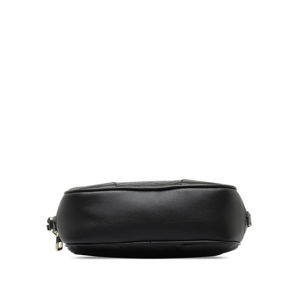 グッチ マイクログッチシマ ショルダーバッグ 449413  ブラック レザー レディース GUCCI 【中古】