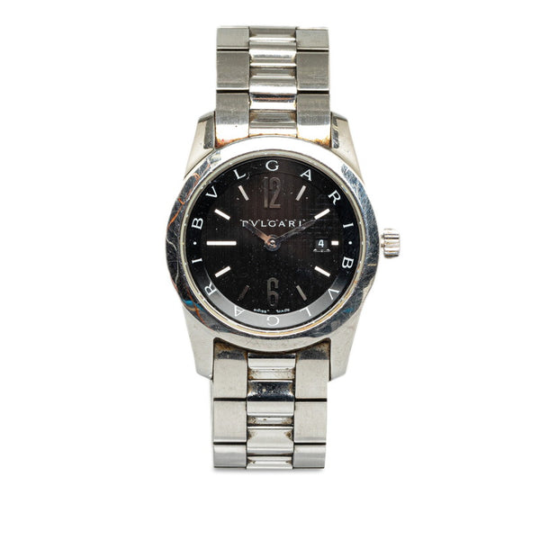 ブルガリ ソロテンポ 腕時計 ST30S クオーツ ブラック文字盤 ステンレススチール レディース BVLGARI 【中古】