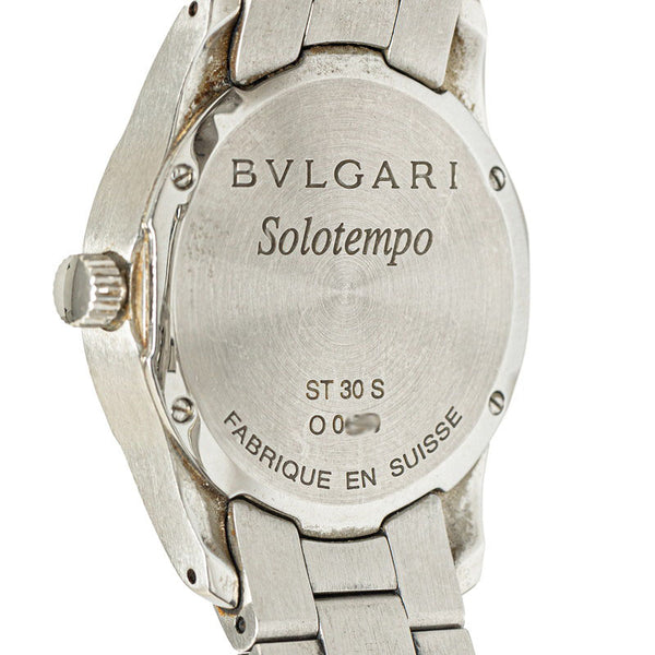 ブルガリ ソロテンポ 腕時計 ST30S クオーツ ブラック文字盤 ステンレススチール レディース BVLGARI 【中古】