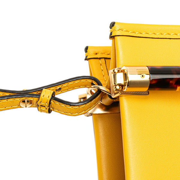 フェンディ サンシャインショッパー ミニ トートバッグ ショルダーバッグ 2WAY イエロー ブラウン レザー レディース FENDI 【中古】