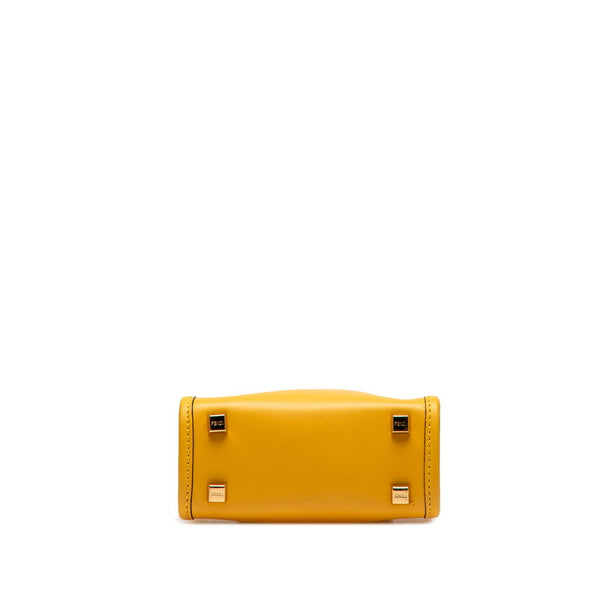 フェンディ サンシャインショッパー ミニ トートバッグ ショルダーバッグ 2WAY イエロー ブラウン レザー レディース FENDI 【中古】