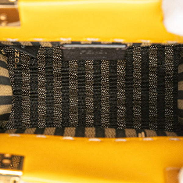 フェンディ サンシャインショッパー ミニ トートバッグ ショルダーバッグ 2WAY イエロー ブラウン レザー レディース FENDI 【中古】