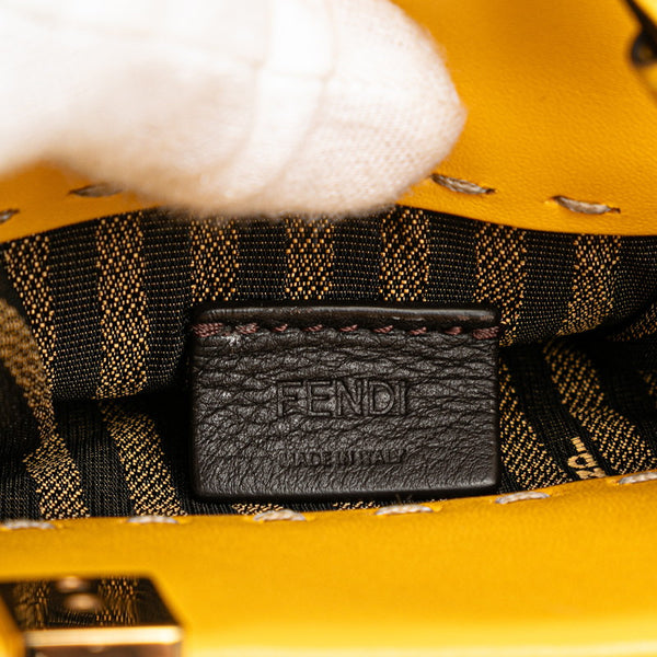 フェンディ サンシャインショッパー ミニ トートバッグ ショルダーバッグ 2WAY イエロー ブラウン レザー レディース FENDI 【中古】