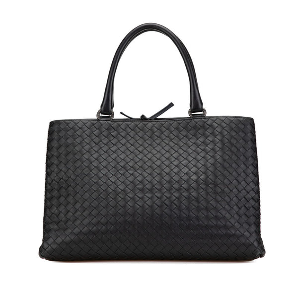 ボッテガヴェネタ イントレチャート トートバッグ ハンドバッグ ブラック レザー レディース BOTTEGAVENETA 【中古】