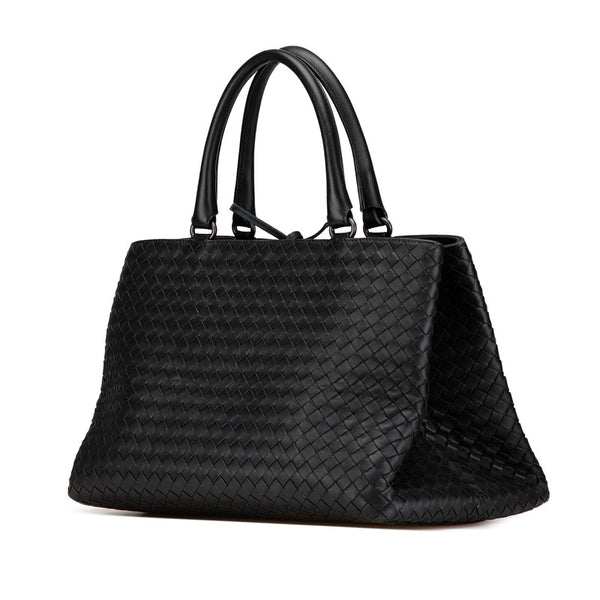 ボッテガヴェネタ イントレチャート トートバッグ ハンドバッグ ブラック レザー レディース BOTTEGAVENETA 【中古】