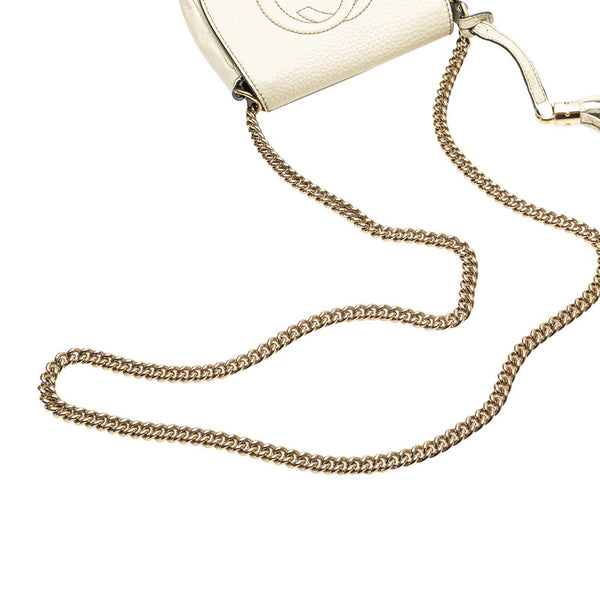 グッチ インターロッキングG ソーホー チェーン ショルダーバッグ 323190 ホワイト アイボリー レザー レディース GUCCI 【中古】