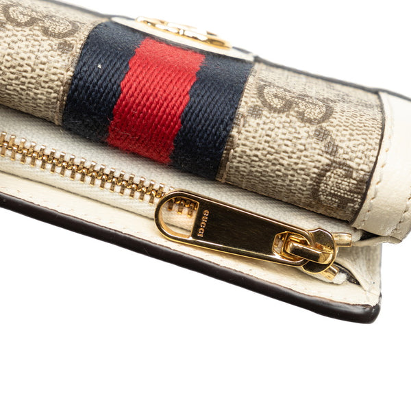 グッチ GGスプリーム オフィディア 三つ折り財布 コンパクトウォレット 644334 ベージュ ホワイト PVC レザー レディース GUCCI 【中古】