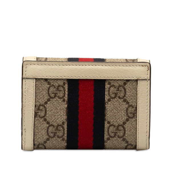 グッチ GGスプリーム オフィディア 三つ折り財布 コンパクトウォレット 644334 ベージュ ホワイト PVC レザー レディース GUCCI 【中古】