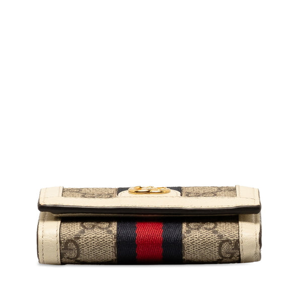 グッチ GGスプリーム オフィディア 三つ折り財布 コンパクトウォレット 644334 ベージュ ホワイト PVC レザー レディース GUCCI 【中古】