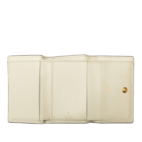 グッチ GGスプリーム オフィディア 三つ折り財布 コンパクトウォレット 644334 ベージュ ホワイト PVC レザー レディース GUCCI 【中古】