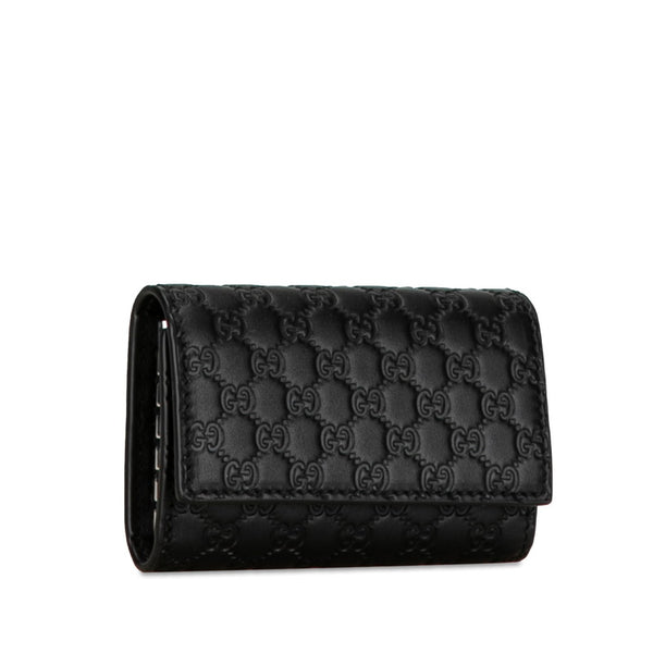 グッチ マイクログッチシマ キーケース 6連 150402 ブラック レザー メンズ GUCCI 【中古】