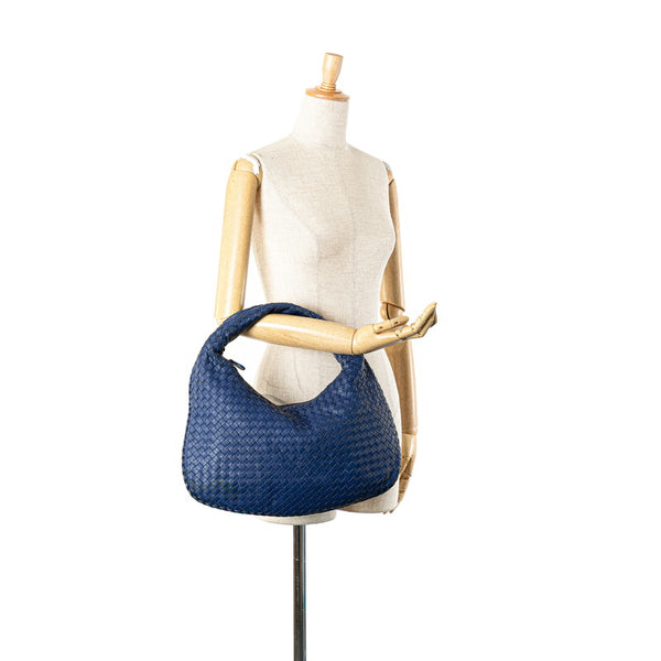 ボッテガヴェネタ イントレチャート ワンショルダーバッグ ブルー レザー レディース BOTTEGAVENETA 【中古】