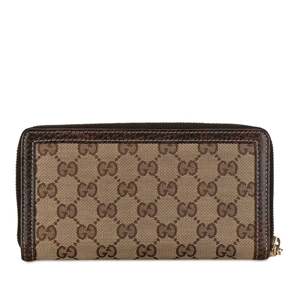 グッチ GGキャンバス バンブー タッセル ラウンドファスナー 長財布 224253 ブラウン ベージュ キャンバス レザー レディース GUCCI 【中古】