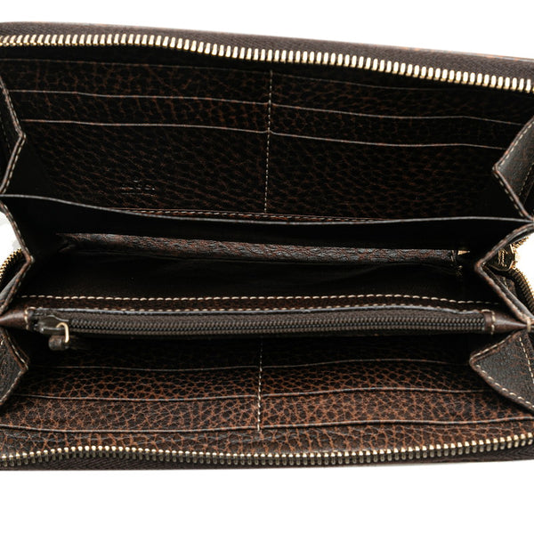 グッチ GGキャンバス バンブー タッセル ラウンドファスナー 長財布 224253 ブラウン ベージュ キャンバス レザー レディース GUCCI 【中古】