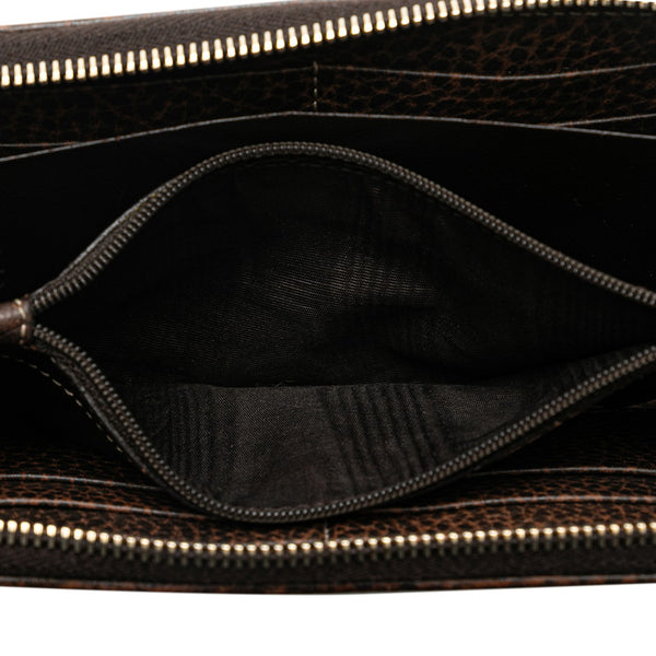 グッチ GGキャンバス バンブー タッセル ラウンドファスナー 長財布 224253 ブラウン ベージュ キャンバス レザー レディース GUCCI 【中古】