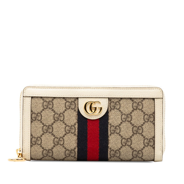 グッチ GGスプリーム GGマーモント オフィディア ラウンドファスナー 長財布 523154 ベージュ ホワイト PVC レザー レディース GUCCI 【中古】