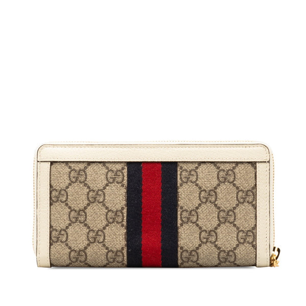 グッチ GGスプリーム GGマーモント オフィディア ラウンドファスナー 長財布 523154 ベージュ ホワイト PVC レザー レディース GUCCI 【中古】