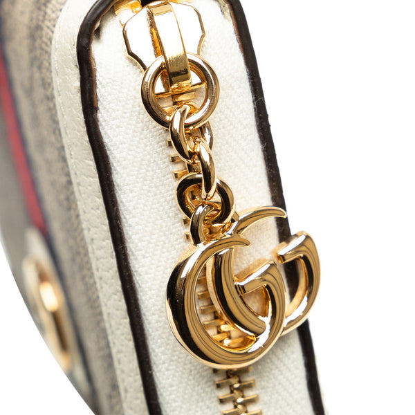 グッチ GGスプリーム GGマーモント オフィディア ラウンドファスナー 長財布 523154 ベージュ ホワイト PVC レザー レディース GUCCI 【中古】