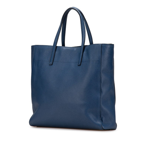 プラダ 三角ロゴプレート トートバッグ ショルダーバッグ 2WAY ブルー レザー レディース PRADA 【中古】