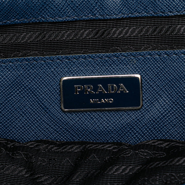 プラダ 三角ロゴプレート トートバッグ ショルダーバッグ 2WAY ブルー レザー レディース PRADA 【中古】