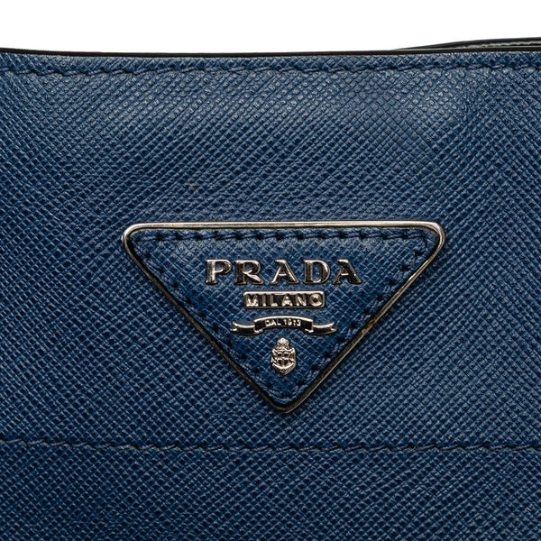 プラダ 三角ロゴプレート トートバッグ ショルダーバッグ 2WAY ブルー レザー レディース PRADA 【中古】