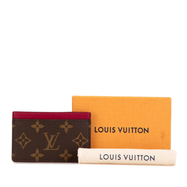 ルイ ヴィトン モノグラム ポルトカルト サーンプル  カードケース M60703 ブラウン フューシャ PVC レザー レディース LOUIS VUITTON 【中古】