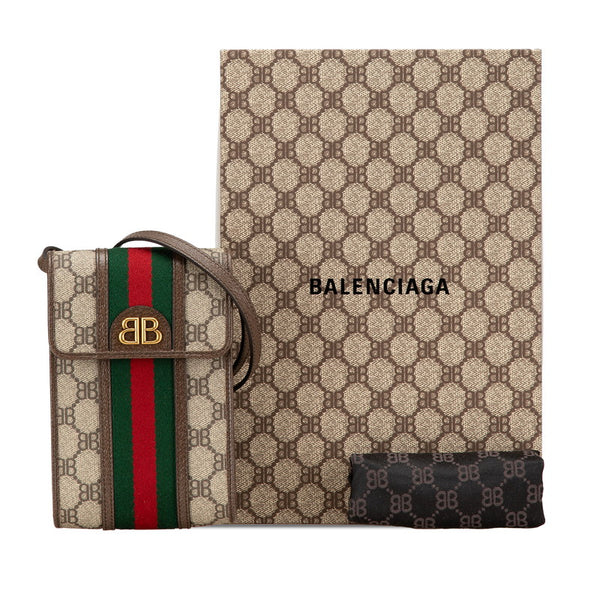 グッチ バレンシアガ コラボ ザ ハッカー プロジェクト 斜め掛け ショルダーバッグ フォンケース 680130 ベージュ マルチカラー PVC レザー レディース GUCCI 【中古】