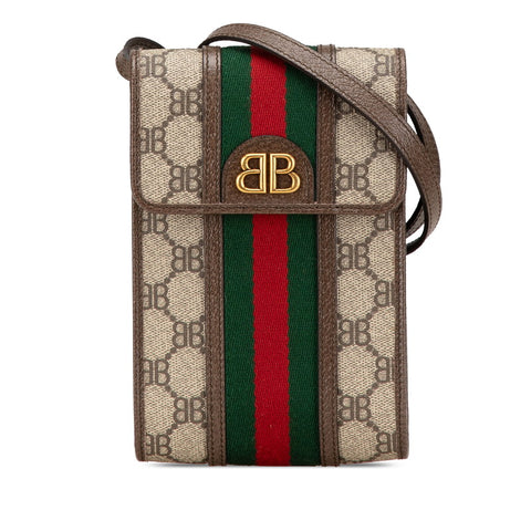 グッチ バレンシアガ コラボ ザ ハッカー プロジェクト 斜め掛け ショルダーバッグ フォンケース 680130 ベージュ マルチカラー PVC レザー レディース GUCCI 【中古】