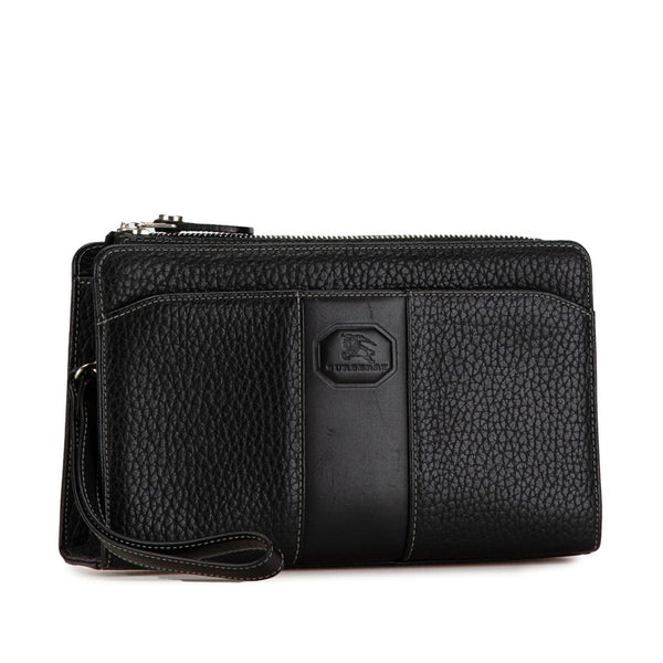 バーバリー ノバチェック シャドーホース セカンドバッグ ブラック レザー レディース BURBERRY 【中古】