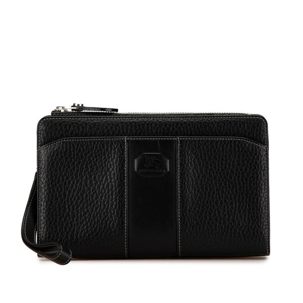 バーバリー ノバチェック シャドーホース セカンドバッグ ブラック レザー レディース BURBERRY 【中古】