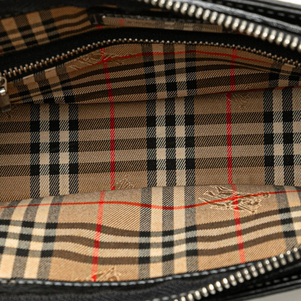バーバリー ノバチェック シャドーホース セカンドバッグ ブラック レザー レディース BURBERRY 【中古】