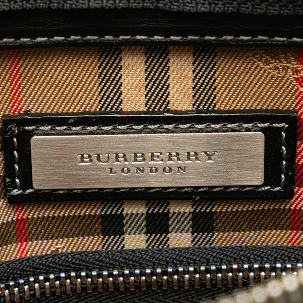 バーバリー ノバチェック シャドーホース セカンドバッグ ブラック レザー レディース BURBERRY 【中古】