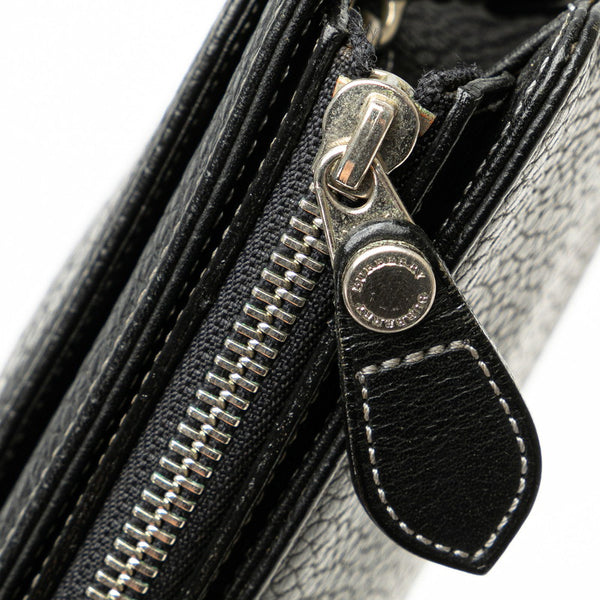 バーバリー ノバチェック シャドーホース セカンドバッグ ブラック レザー レディース BURBERRY 【中古】