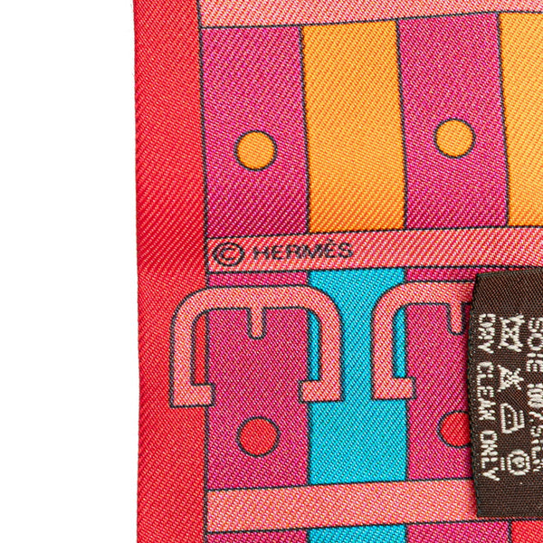 エルメス ツイリー ROCABAR ロカバール スカーフ レッド マルチカラー シルク レディース HERMES 【中古】