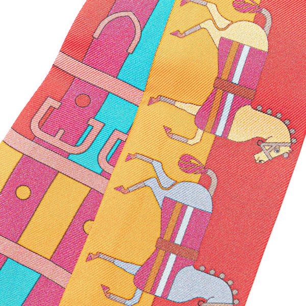 エルメス ツイリー ROCABAR ロカバール スカーフ レッド マルチカラー シルク レディース HERMES 【中古】