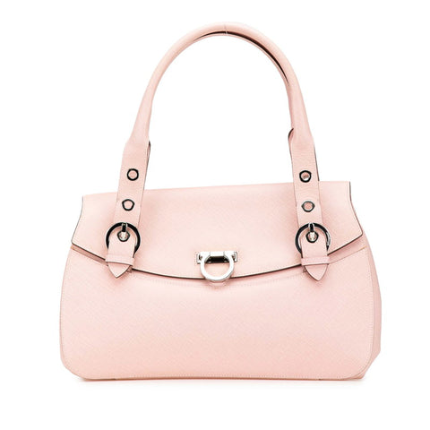 サルヴァトーレフェラガモ ガンチーニ ハンドバッグ AB-21 5322 ピンク レザー レディース Salvatore Ferragamo 【中古】