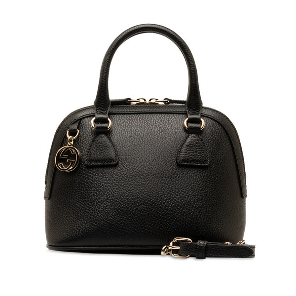 グッチ ロゴ ハンドバッグ ショルダーバッグ 2WAY 448661 ブラック レザー レディース GUCCI 【中古】