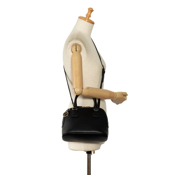 グッチ ロゴ ハンドバッグ ショルダーバッグ 2WAY 448661 ブラック レザー レディース GUCCI 【中古】