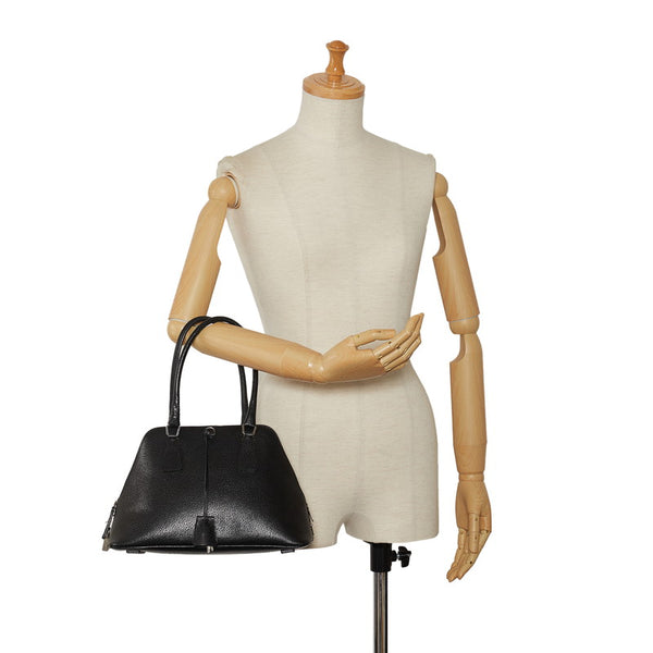 プラダ 三角ロゴプレート ハンドバッグ ブラック レザー レディース PRADA 【中古】