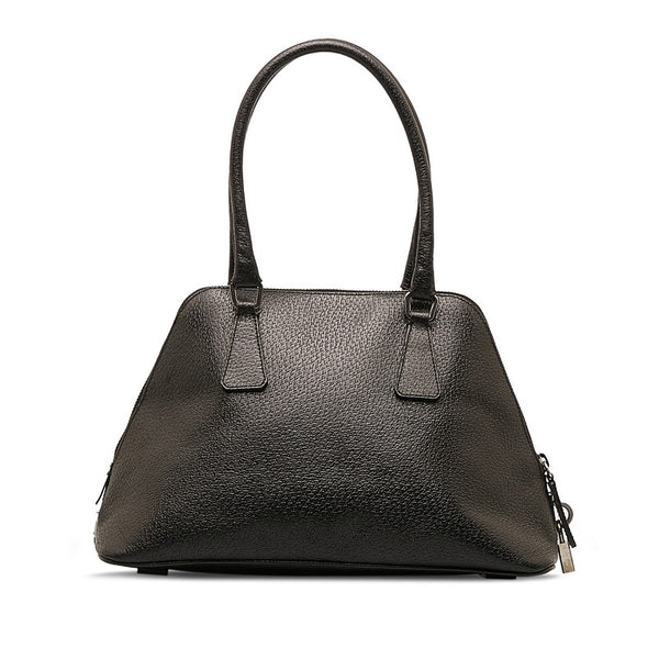 プラダ 三角ロゴプレート ハンドバッグ ブラック レザー レディース PRADA 【中古】