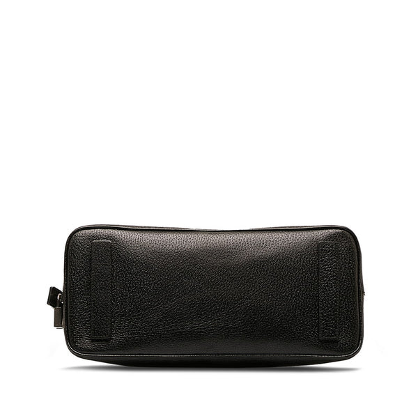 プラダ 三角ロゴプレート ハンドバッグ ブラック レザー レディース PRADA 【中古】