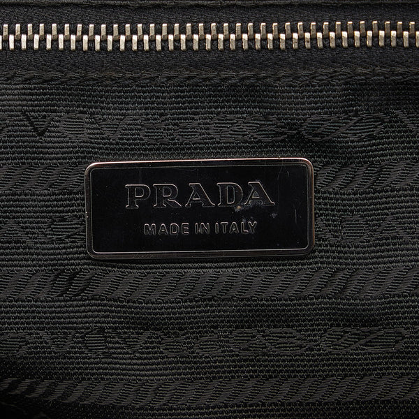 プラダ 三角ロゴプレート ハンドバッグ ブラック レザー レディース PRADA 【中古】