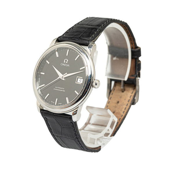 オメガ デビル プレステージ 腕時計 4800.51 自動巻き ブラック文字盤 ステンレススチール レザー メンズ OMEGA 【中古】