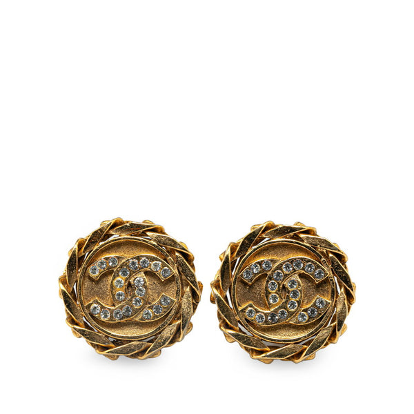 シャネル ココマーク 風車 ラインストーン イヤリング ゴールド メッキ レディース CHANEL 【中古】