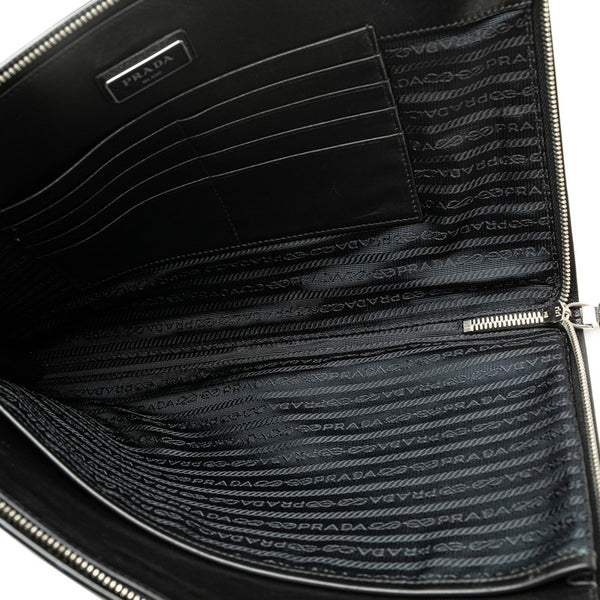 プラダ クラッチバッグ ブラック サフィアーノレザー レディース PRADA 【中古】