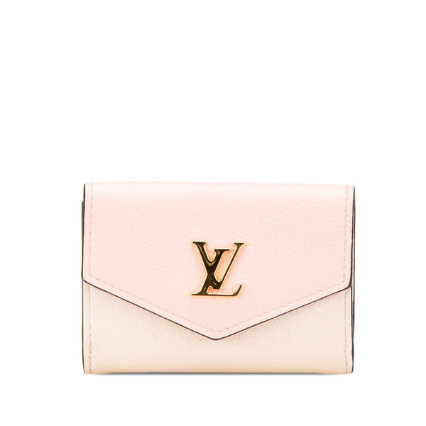 ルイ ヴィトン ポルトフォイユ ロック ミニ 三つ折り財布 M80785 ホワイト ピンク レザー レディース LOUIS VUITTON 【中古】