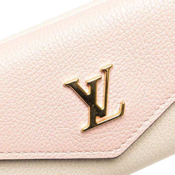 ルイ ヴィトン ポルトフォイユ ロック ミニ 三つ折り財布 M80785 ホワイト ピンク レザー レディース LOUIS VUITTON 【中古】