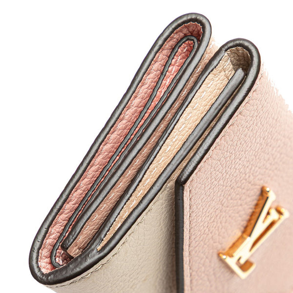 ルイ ヴィトン ポルトフォイユ ロック ミニ 三つ折り財布 M80785 ホワイト ピンク レザー レディース LOUIS VUITTON 【中古】