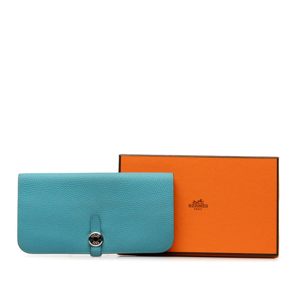 エルメス ドゴンロング 長財布 ブルーデュノール トゴ レディース HERMES 【中古】